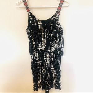 Xhiliaration Tie Dye Black and White Romper XS